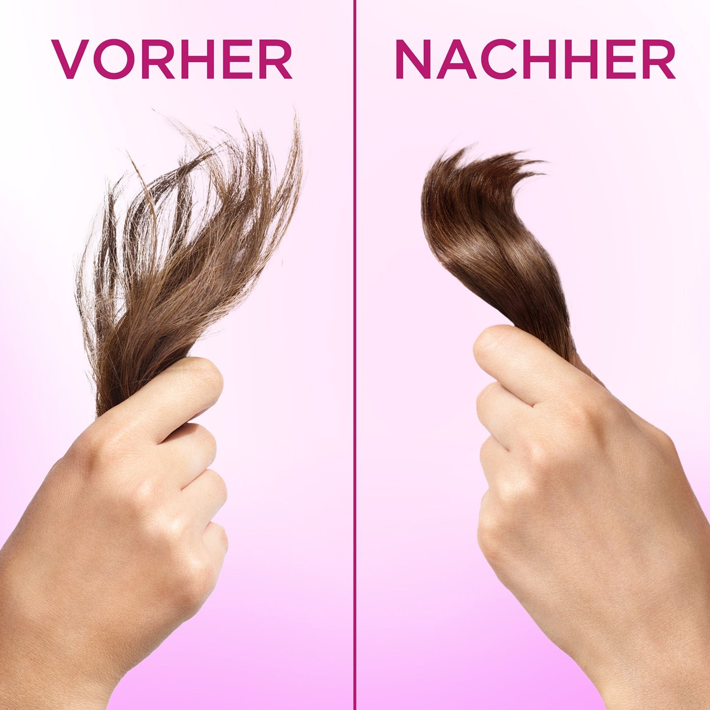 Vorher-Nachher-Vergleich nach Anwendung von Elvital Dream Length